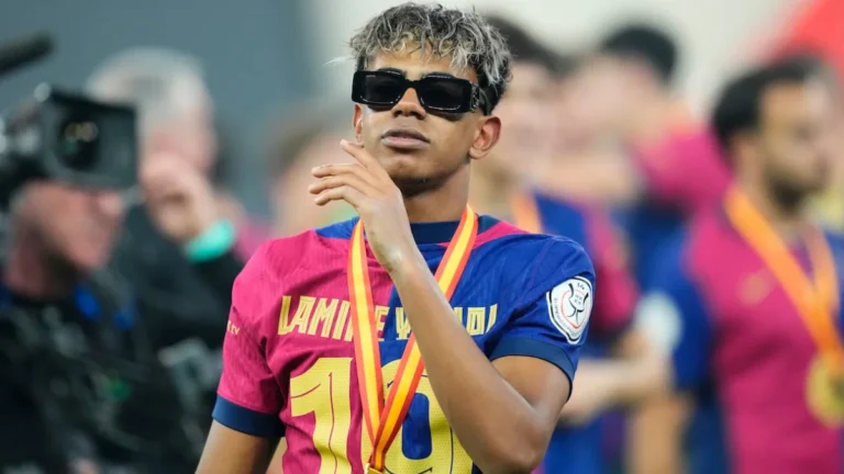 Lamine Yamal in a Barcelona kit before missing the preseason friendly against Birmingham City