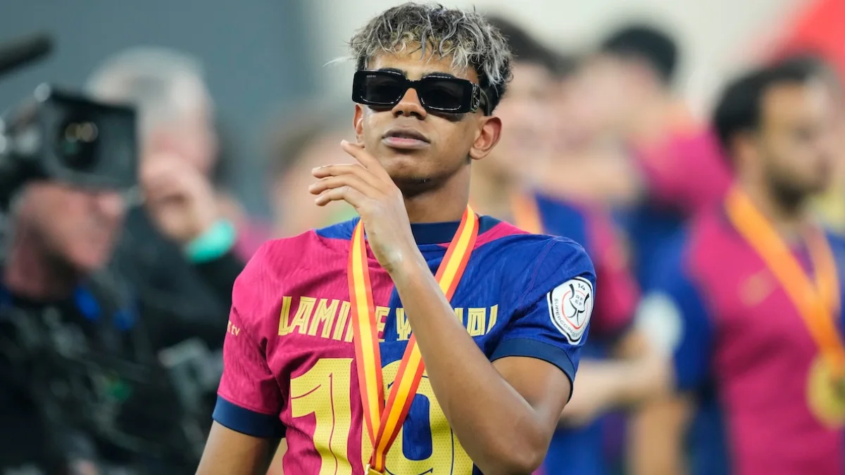 Lamine Yamal in a Barcelona kit before missing the preseason friendly against Birmingham City