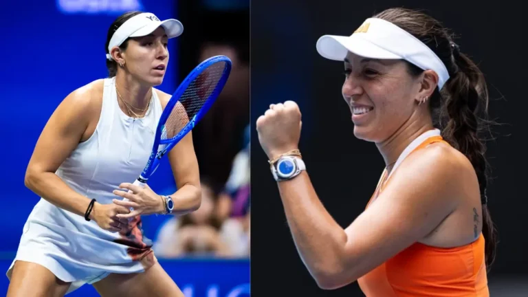 Jessica Pegula competing during a hard-court tennis match in Toronto