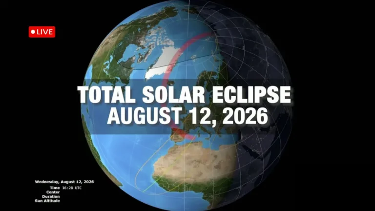 Total solar eclipse on August 12, 2026 during NASA live coverage for viewers in India