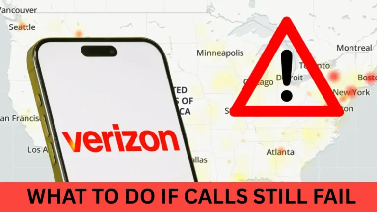 Smartphone showing a failed call while troubleshooting Verizon service after an outage